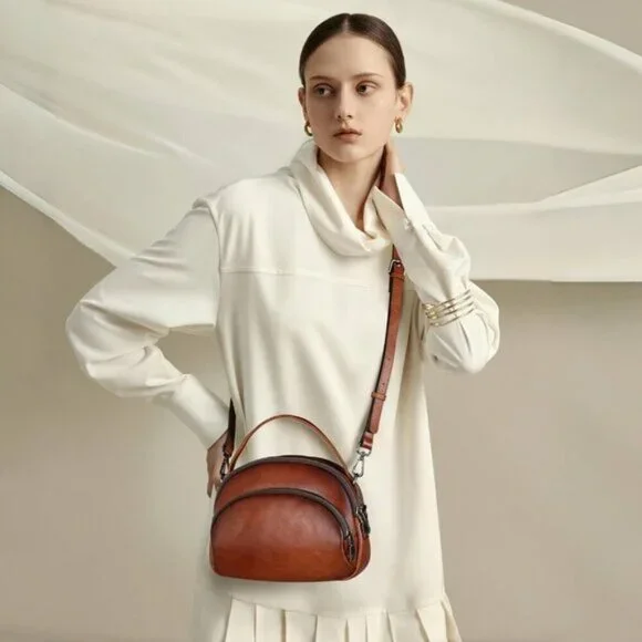 🆕Women Coffee Genuine Leather Crossbody Small Vintage Shoulder Purse Bag - Picture 7 of 13